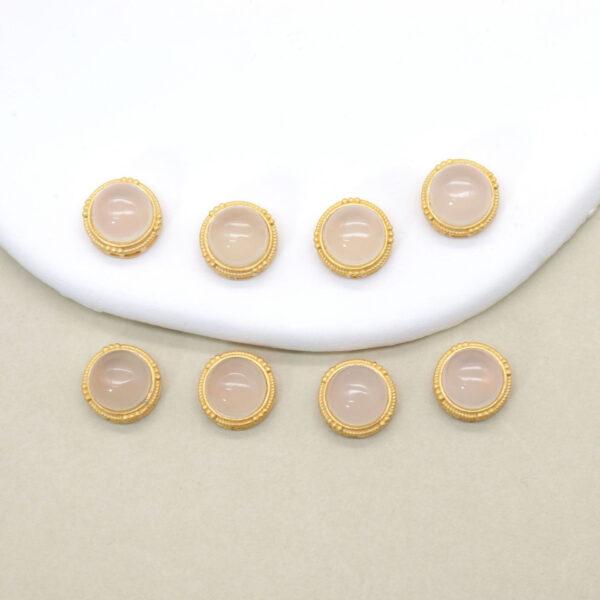 2pcs / 5 pcs  bezel bead, round bead, hazy white agate bead, sterling silver bead, gild bead, golden bead - Image 4