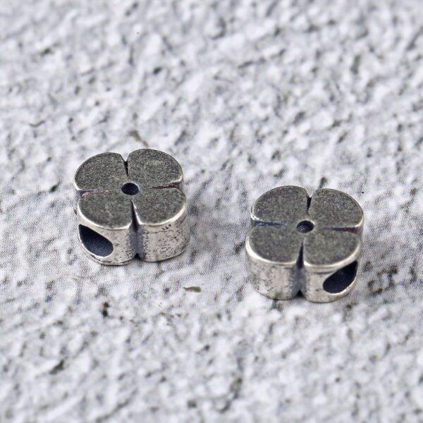 Four Leaf Clover bead, spacer bead, s925 sterling silver, silver bead, oxidized silver bead - Image 4