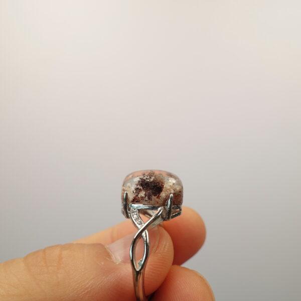 colorful phantom quartz ring, copper ring, oval gemstone ring, diy ring, adjustable ring - Image 4