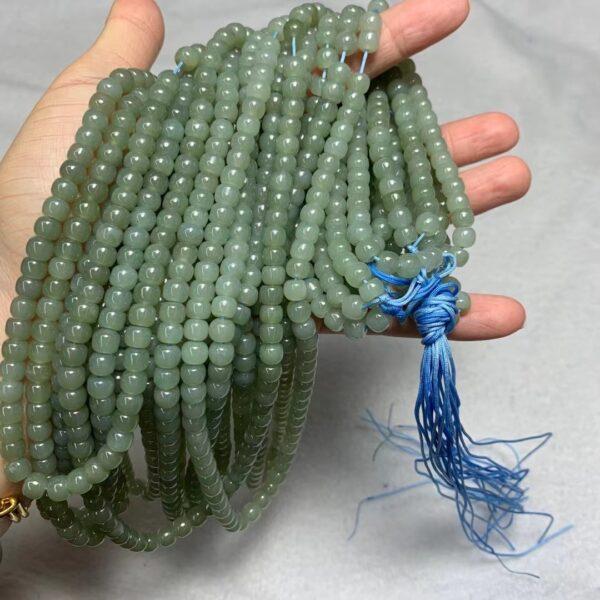 nephrite bead, drum bead, whole strand bead, green bead, jade bead, high quality bead, genuine bead, natural bead - Image 4