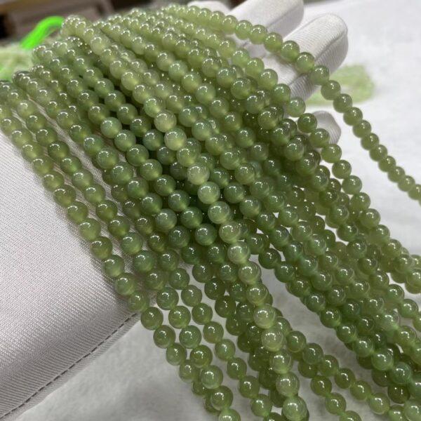 nephrite bead, round bead, whole strand bead, green bead, jade bead, high quality bead, genuine bead, natural bead - Image 4