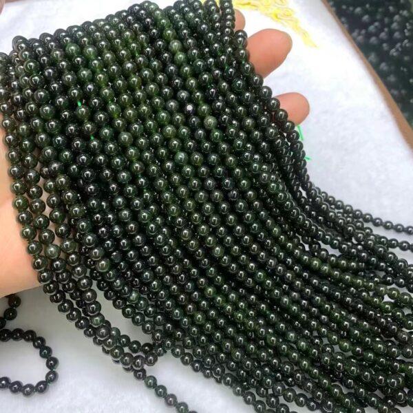 nephrite bead, round bead, whole strand bead, green bead, jade bead, high quality bead, genuine bead, natural bead - Image 4