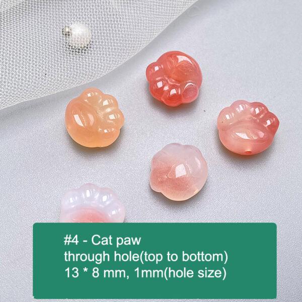 multi shapes bead, agate bead, agate charm, pink bead, orange bead, red bead - Image 5