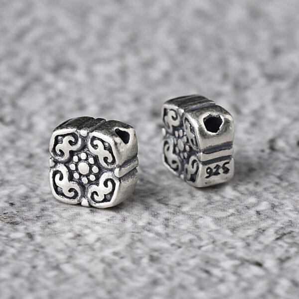 square bead, flower bead, spacer bead, s925 sterling silver, silver bead, oxidized silver bead - Image 5