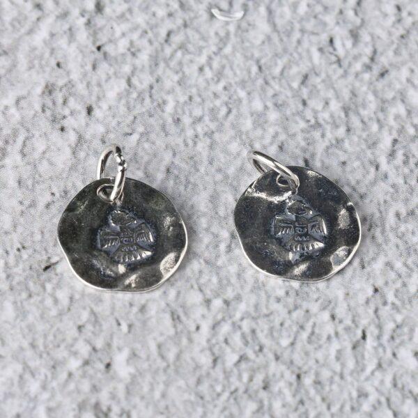 bird charm, eagle charm, round charm, s925 sterling silver, silver bead, silver charm, oxidized silver bead - Image 5