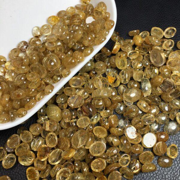 golden rutilated quartz bead, oval bead, golden bead, clear bead, ring gemstone, pendant gemstone - Image 5