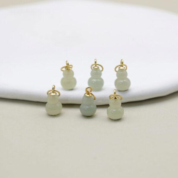 2pcs / 5 pcs small gourd charm, nephrite charm, light green charm, sterling silver charm, gild bead, golden charm - Image 5