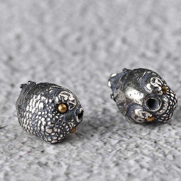 fish bead, spacer bead, s925 sterling silver, silver bead, oxidized silver bead - Image 3