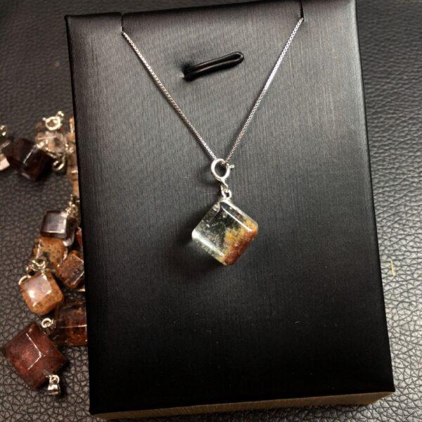 colorful phantom quartz charm, cube charm, sterling silver charm - Image 5