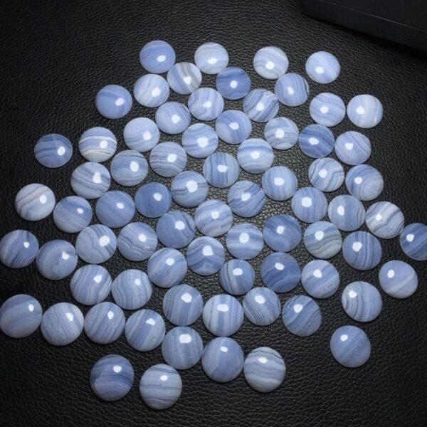 blue stripe agate bead, round bead, blue bead, bezel gemstone, ring gemstone, pendant gemstone - Image 5