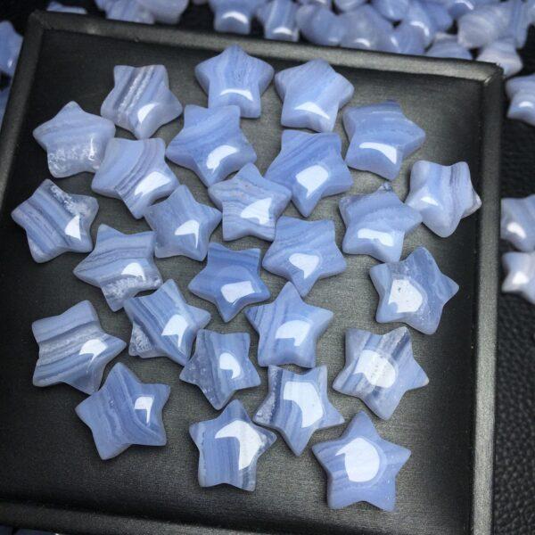 blue stripe agate bead, star bead, blue bead, ring gemstone, pendant gemstone - Image 5