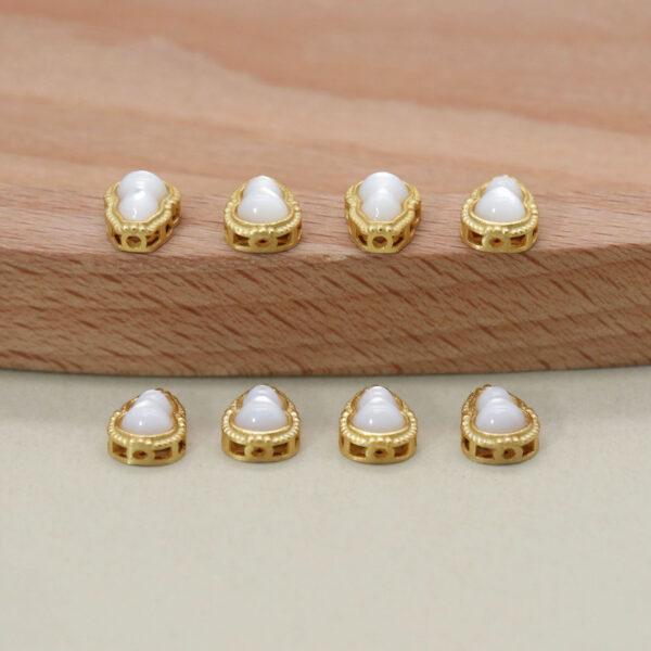 2pcs / 5 pcs  bezel bead, hollow gourd bead, shell bead, white bead, sterling silver bead, gild bead, golden bead - Image 5