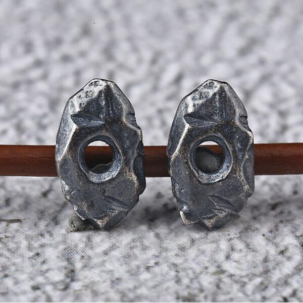 irregular stone shape bead, spacer bead, s925 sterling silver, silver bead, oxidized silver bead - Image 5