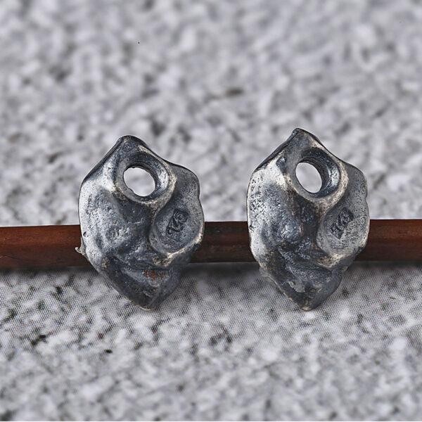 irregular stone shape bead, spacer bead, s925 sterling silver, silver bead, oxidized silver bead - Image 5