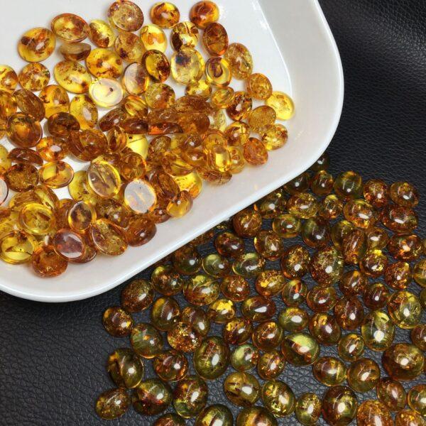 flower amber bead, oval bead, bezel gemstone, ring gemstone, pendant gemstone - Image 5