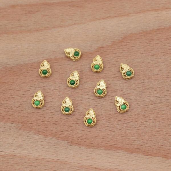 2pcs / 5 pcs bezel bead, gourd bead, jadeite bead, green bead, sterling silver bead, gild bead, golden bead - Image 5