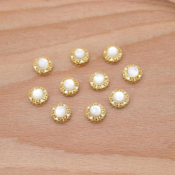 2pcs / 5 pcs bezel bead, round bead, shell bead, white bead, sterling silver bead, gild bead, golden bead - Image 5
