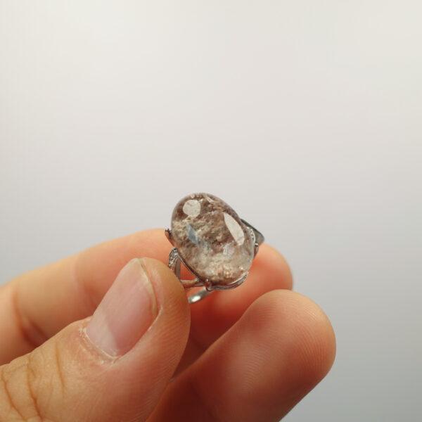 colorful phantom quartz ring, copper ring, oval gemstone ring, diy ring, adjustable ring - Image 5
