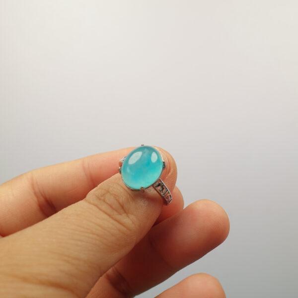 amazonite ring, copper ring, oval gemstone ring, blue ring, diy ring, adjustable ring - Image 5
