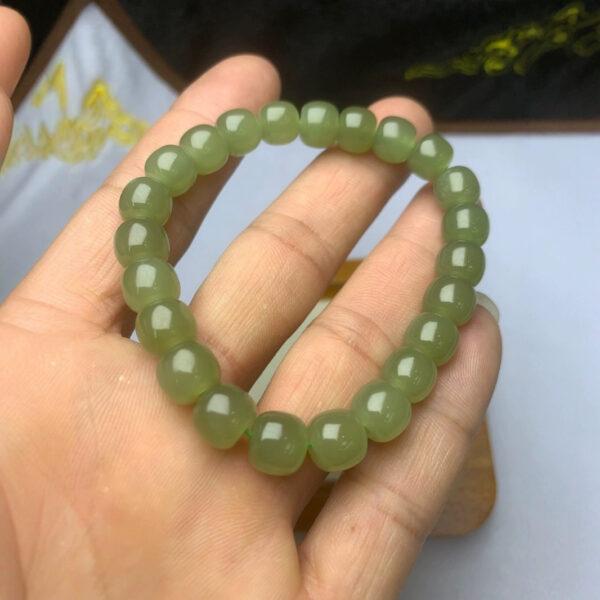 drum beaded bracelet, nephrite bracelet, jade bracelet, light green bracelet, genuine natural bracelet - Image 5