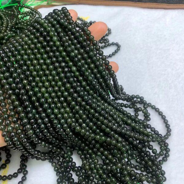nephrite bead, round bead, whole strand bead, green bead, jade bead, high quality bead, genuine bead, natural bead - Image 5