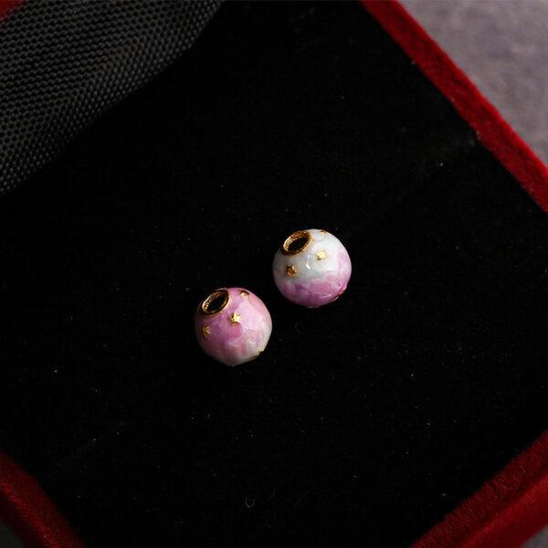 round bead, star bead, enamel bead, sterling silver bead, golden bead, gild bead - Image 5