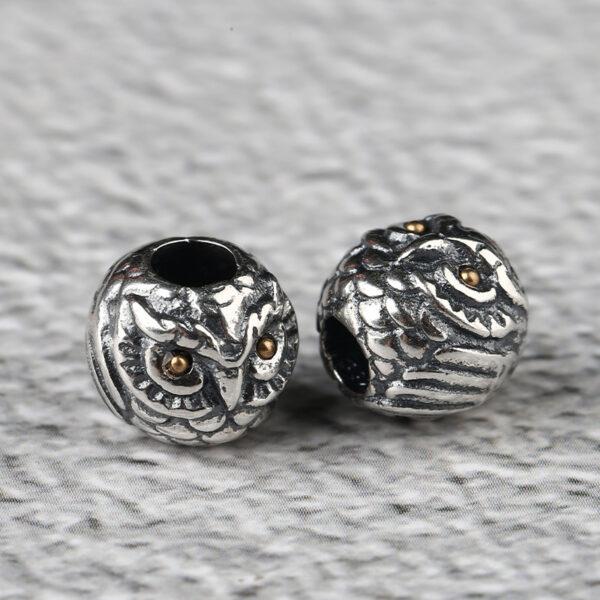 owl bead, bird bead, ball bead, spacer bead, s925 sterling silver, silver bead, oxidized silver bead - Image 6