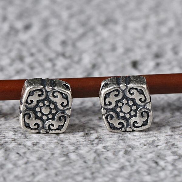 square bead, flower bead, spacer bead, s925 sterling silver, silver bead, oxidized silver bead - Image 6