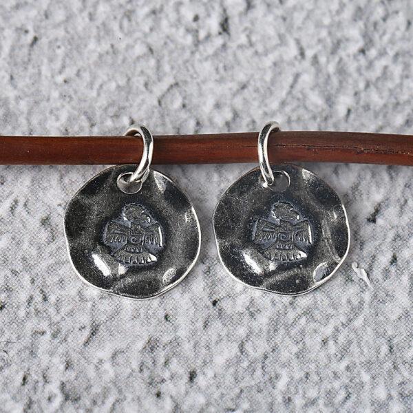 bird charm, eagle charm, round charm, s925 sterling silver, silver bead, silver charm, oxidized silver bead - Image 6