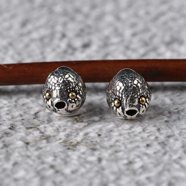 fish bead, spacer bead, s925 sterling silver, silver bead, oxidized silver bead - Image 6