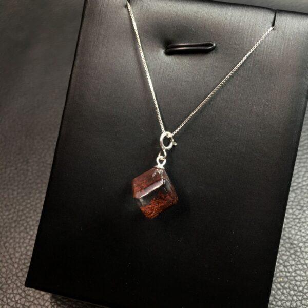 colorful phantom quartz charm, cube charm, sterling silver charm - Image 6