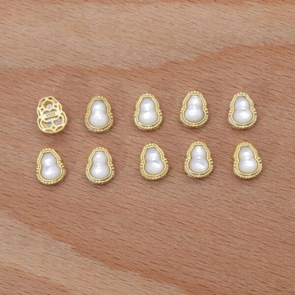 2pcs / 5 pcs  bezel bead, hollow gourd bead, shell bead, white bead, sterling silver bead, gild bead, golden bead - Image 6