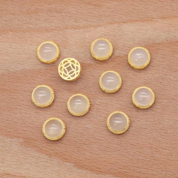 2pcs / 5 pcs  bezel bead, round bead, hazy white agate bead, sterling silver bead, gild bead, golden bead - Image 6