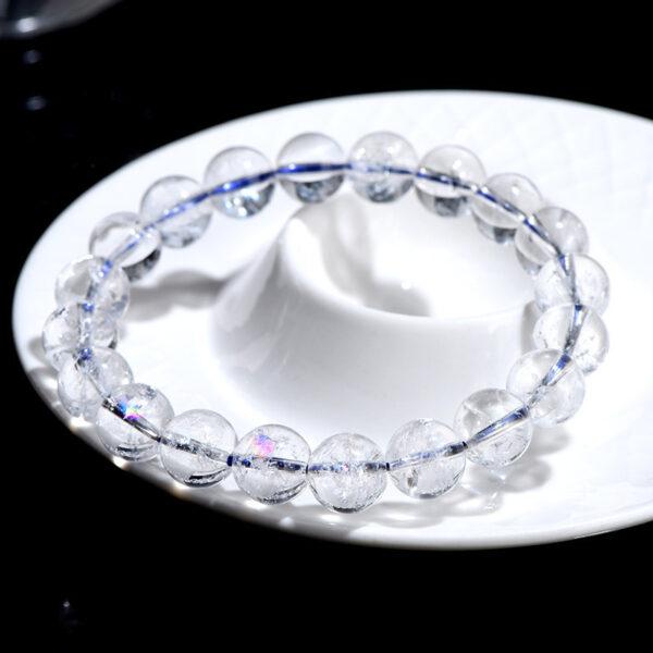 8mm - 15mm round shape inner icy cracks genuine natural clear Quartz beaded bracelet - Image 6