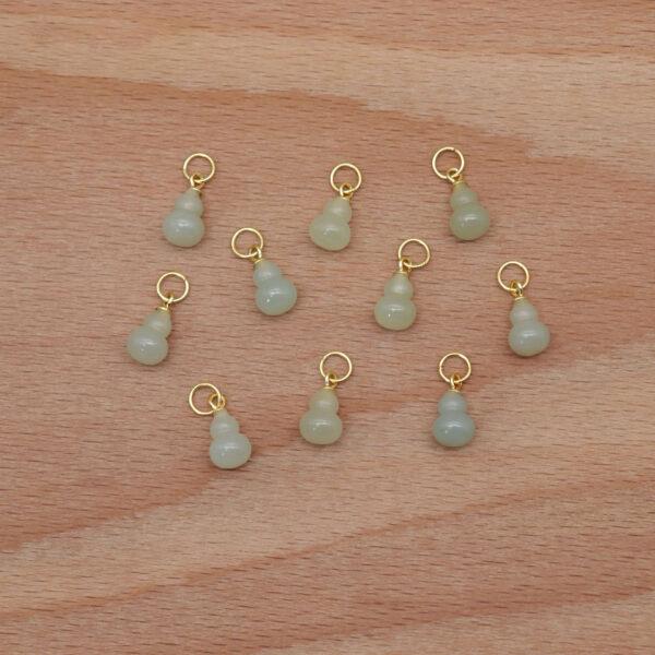 2pcs / 5 pcs small gourd charm, nephrite charm, light green charm, sterling silver charm, gild bead, golden charm - Image 8