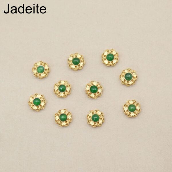 2pcs / 5 pcs  bezel bead, hollow flower bead, jadeite bead, nephrite bead, green bead, sterling silver bead, gild bead, golden bead - Image 7