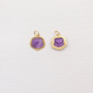 2pcs / 5 pcs cat paw charm, amethyst charm, purple charm, sterling silver charm, gild bead, golden charm
