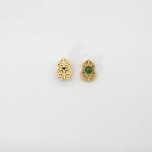 2pcs / 5 pcs bezel bead, gourd bead, nephrite bead, green bead, sterling silver bead, gild bead, golden bead