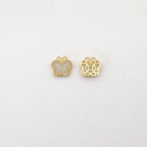 2pcs / 5 pcs bezel bead, butterfly bead, nephrite bead, white bead, sterling silver bead, gild bead, golden bead