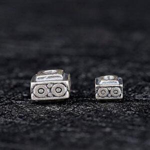 square bead, circle pattern bead, spacer bead, s925 sterling silver, silver bead, oxidized silver bead