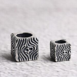 cube bead, stripe pattern bead, spacer bead, s925 sterling silver, silver bead, oxidized silver bead