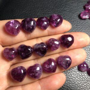 lepidolite bead, heart bead, purple bead, bezel gemstone, ring gemstone, pendant gemstone