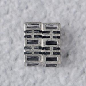 hollow 喜 bead, spacer bead, s925 sterling silver, silver bead, oxidized silver bead