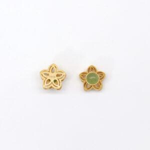 2pcs / 5 pcs flower bead, bezel bead, nephrite bead, green bead, sterling silver bead, gild bead, golden bead