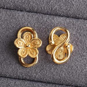flower clip bead, S hook, s925 sterling silver, silver bead, gild bead, golden bead