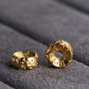 donut bead, crack surface bead, spacer bead, s925 sterling silver, sterling silver bead, golden bead, gild bead
