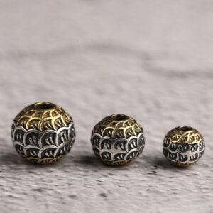 ball bead, dragon scale pattern bead, spacer bead, s925 sterling silver, silver bead, oxidized silver bead