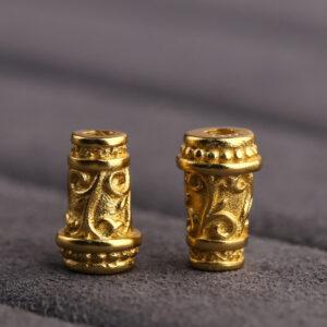 tower shape bead, flower pattern bead, spacer bead, s925 sterling silver, sterling silver bead, golden bead, gild bead