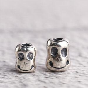 oval bead, strange face pattern bead, spacer bead, s925 sterling silver, silver bead, oxidized silver bead
