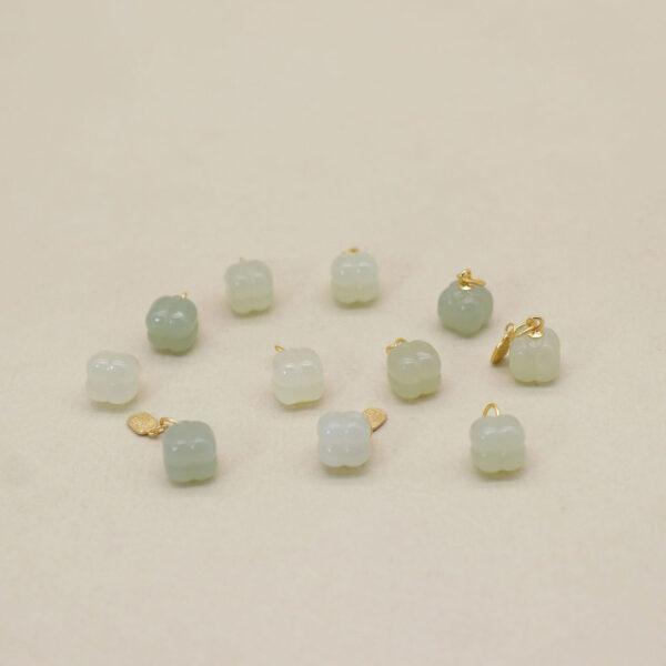 2pcs / 5 pcs persimmon charm, nephrite charm, light green charm, sterling silver charm, gild bead, golden charm